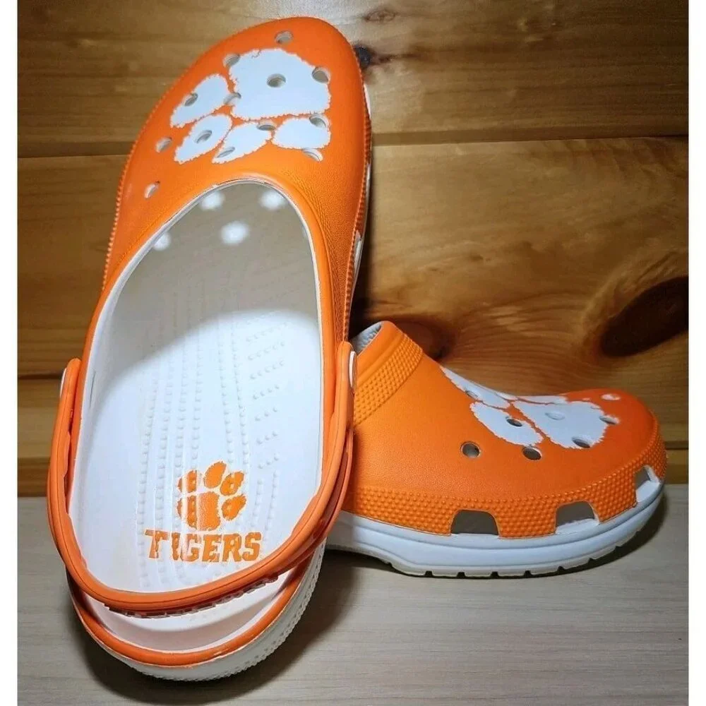 Clemson University Crocs Men's 11 Classic Tigers Clogs Shoes Orange